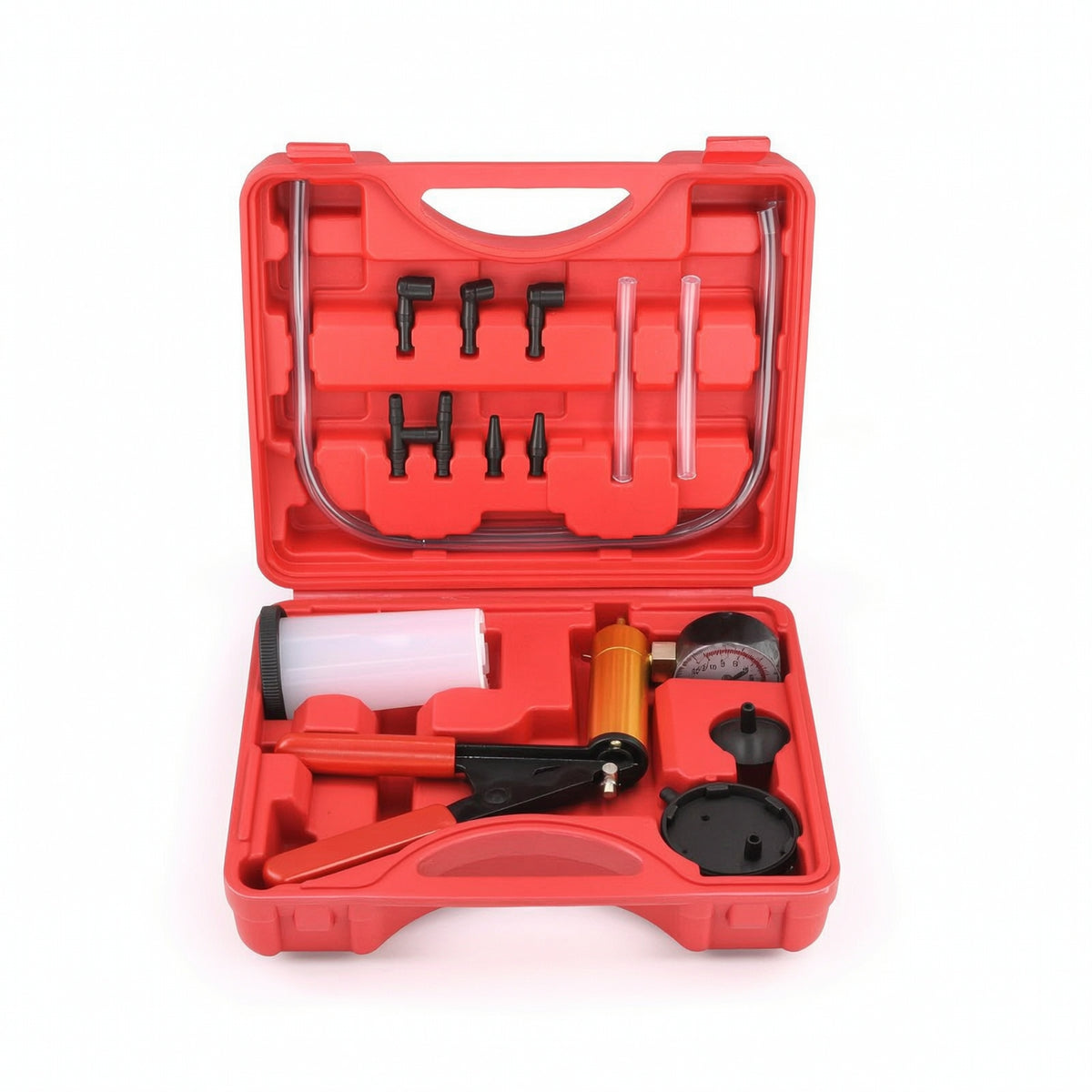 Compatible Brake Bleeding Kit with Adapters Portable Brake Bleeder Vacuum Pump Kit Universal Vacuum Pump with Gauge Easy to Use for Mechanics