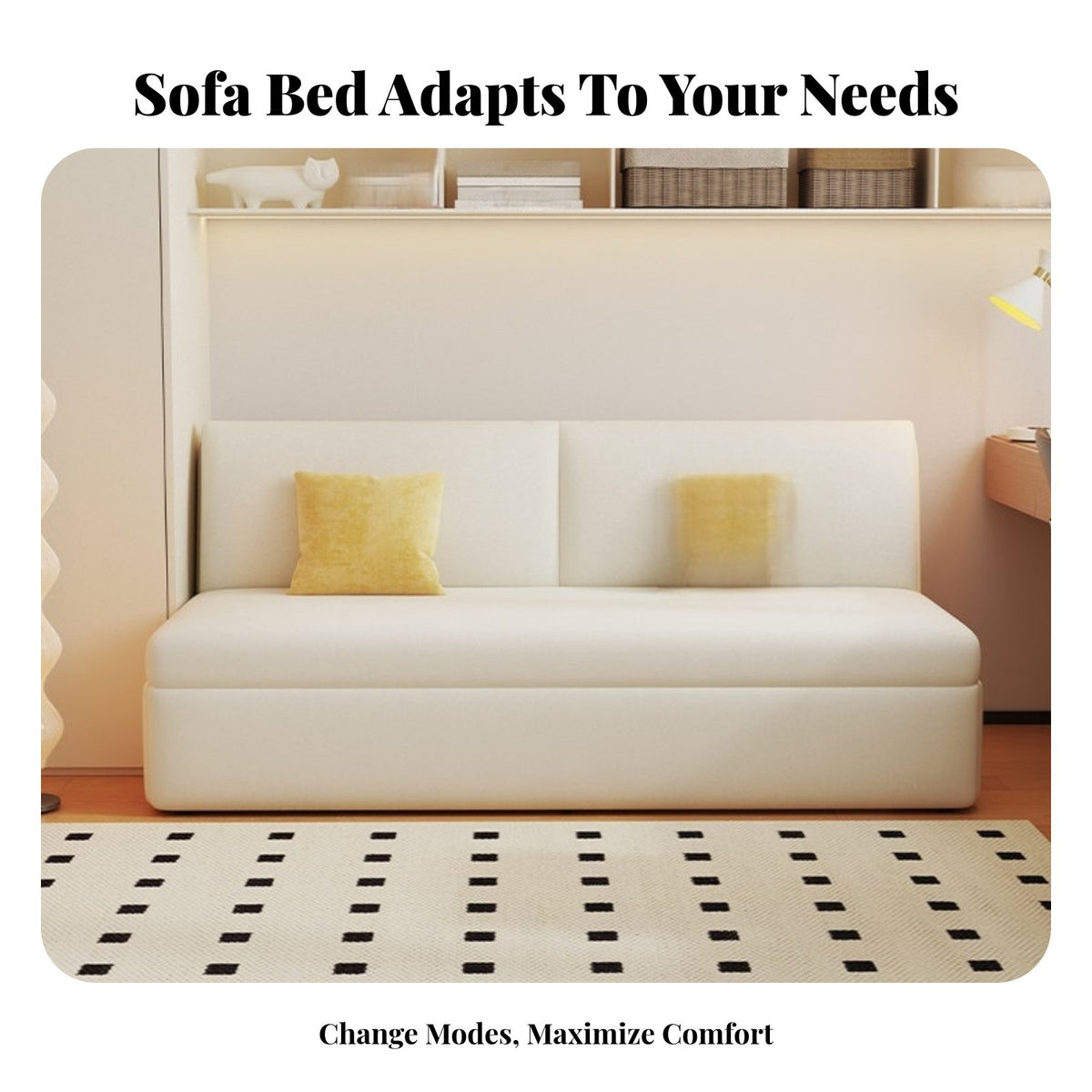 Two-PurposeUse Pull-extendable Sofa Bed with Storage Space-Saving transformable Couch Minimalist aesthetic Living Room Furniture Easy Assembly for Apartment Dwellers, Families, Homeowners, Small Spaces, Bedroom, Home Office, Movie evenings