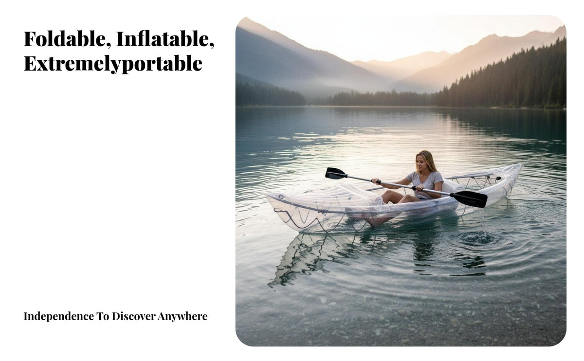 Thickened Body Transparent Watercraft Heavy-Duty 2-Person Inflatable Kayak Portable Inflatable Boat Puncture-Resistant for Outdoor Enthusiasts, Beginners, Fishing Trips, Rivers, Vacations, Beaches