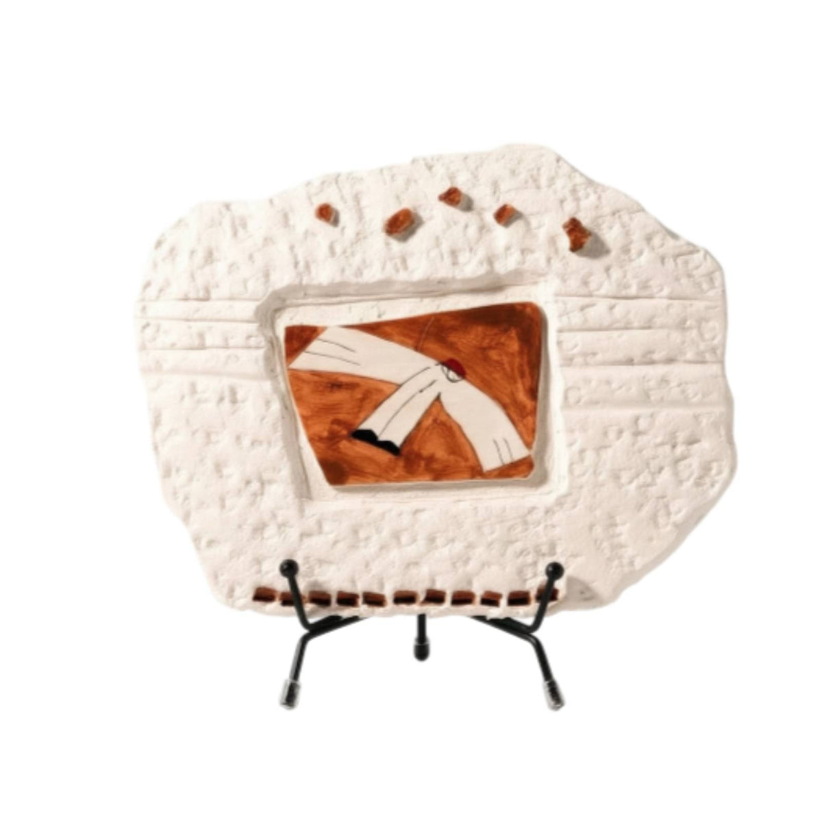 Bird Desktop Ornament Textured Statue with Metal Stand Modern for Shelf