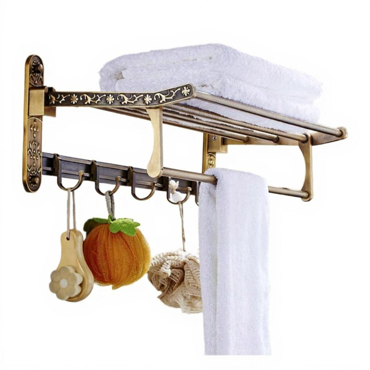 European wall-mounted antique aluminum towel rack organizer
