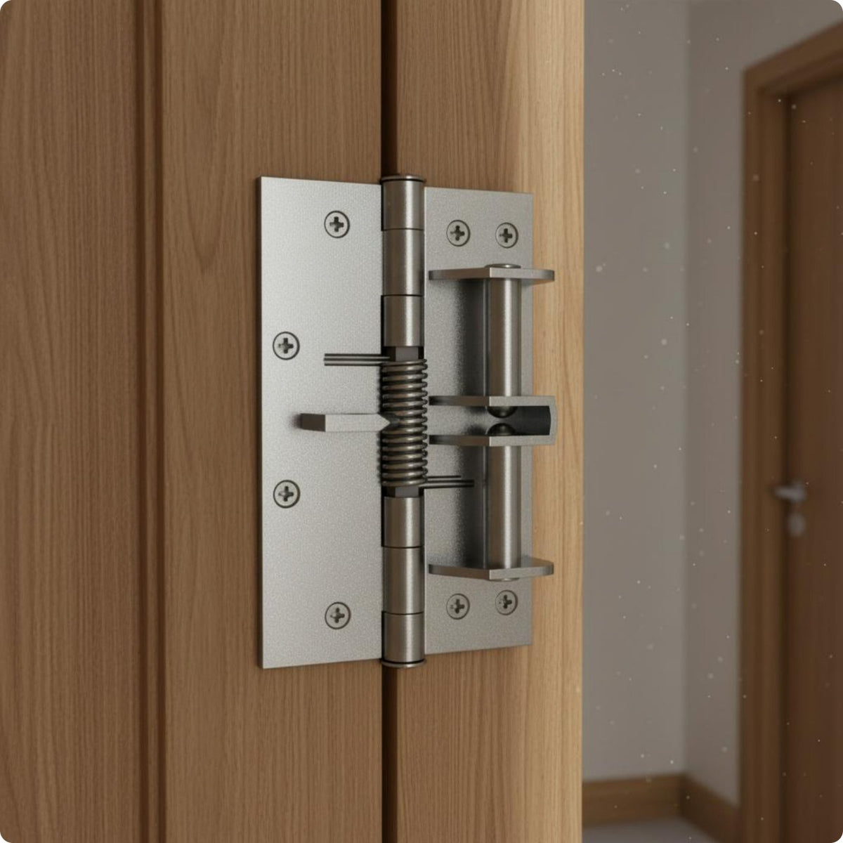 Quiet-Action Coil Hinge Buffered Rebound Self Closing Hinge for Home, Cabinet