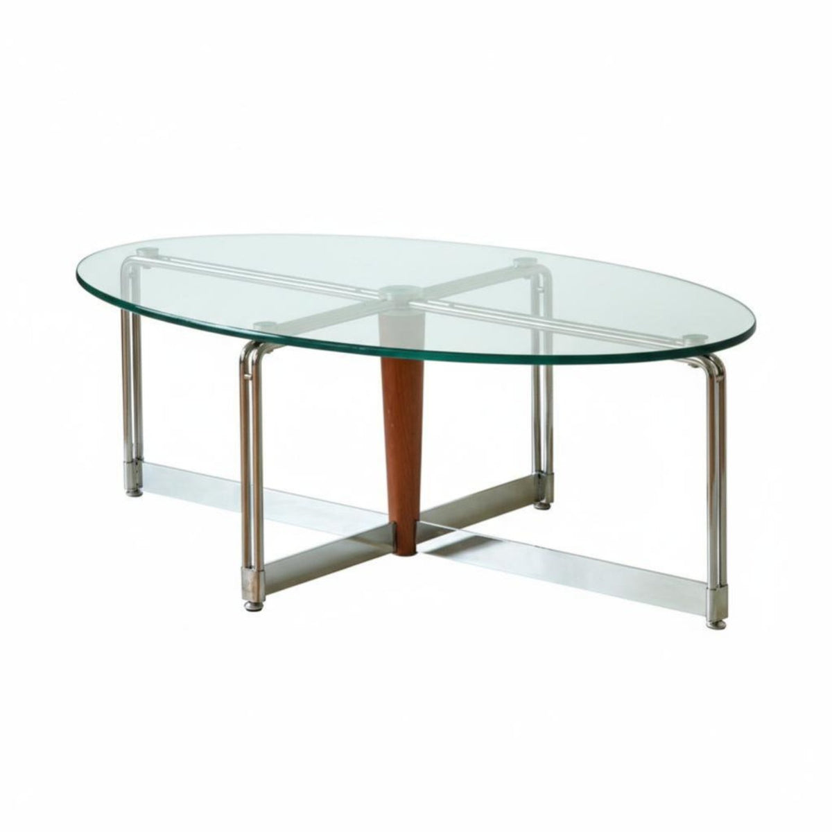 Two-Levellevel Oval Table Tempered Glass Top Living Room Furniture Minimalist Design Rounded Edges for Homeowners, Adults
