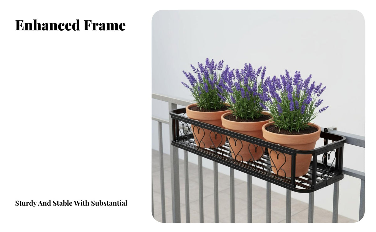 Space-Saving Railing Planter Box Easy Installation Plant Stand long-lasting Hanging Shelf adaptable for Gardeners, Apartment Dwellers, Homeowners, Balcony, casement Sill, Fence, Patio