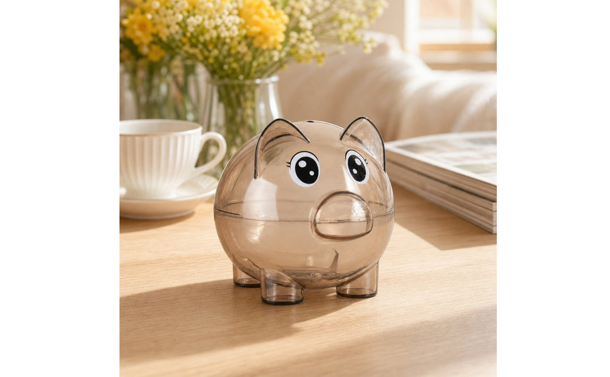 Transparent Piggy Bank Clear Pig Currency Bank Plastic Cartoon for Children, Children, Toddlers, Bedroom, Desk, Shelf