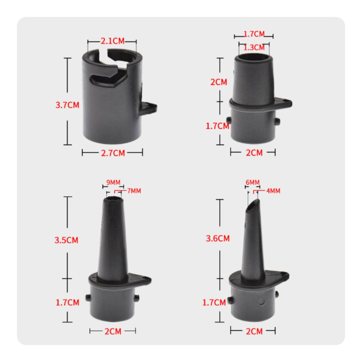4 Pieces Paddleboard Pump Adapter Airtight Multi-Function Inflation Adapter Lightweight and Portable Air Mattress Pump Nozzle Set