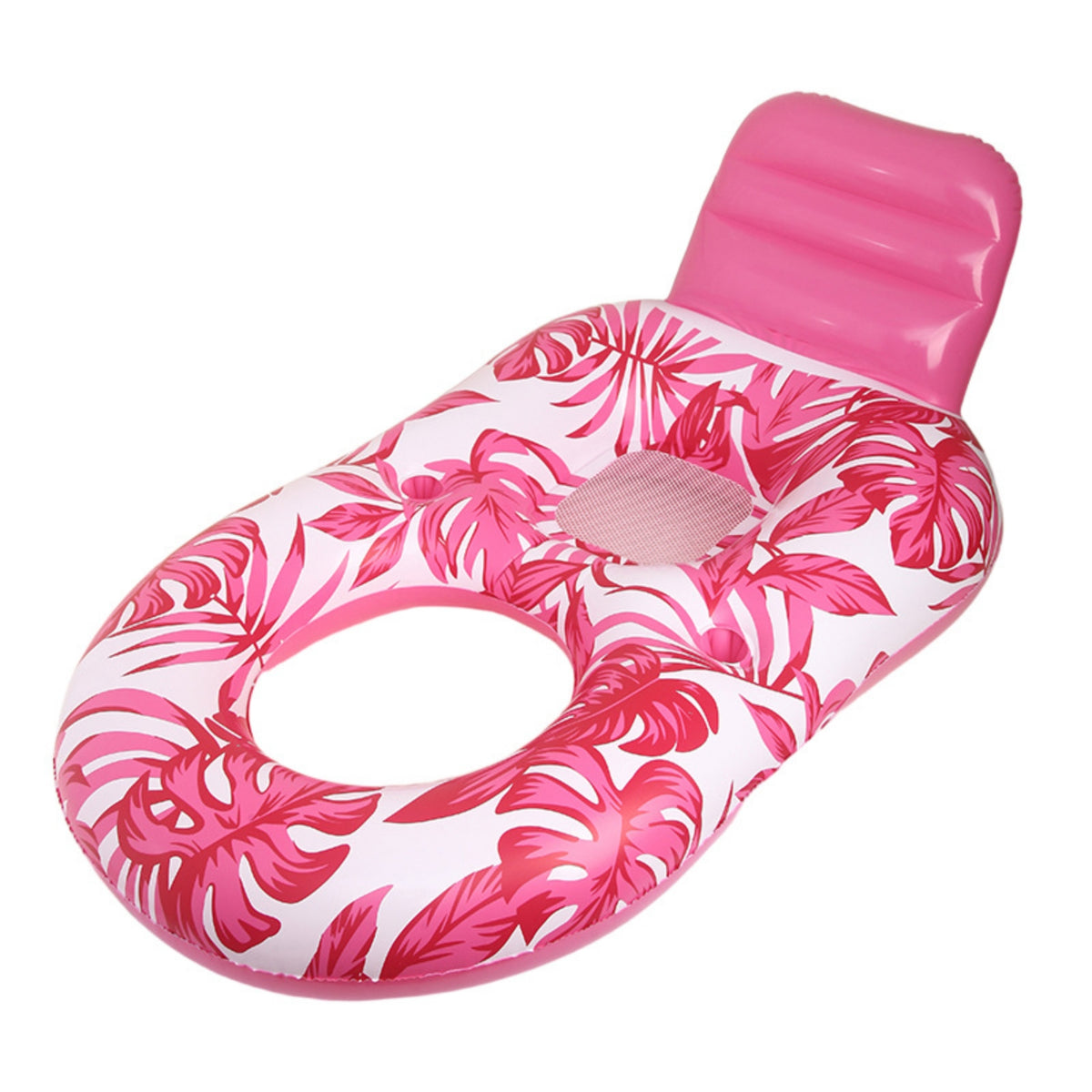 Mesh-Seat Inflatable Pool Lounger with Backrest Cooling Floating Chair Stable Lounger with Backrest Foldable for Adults