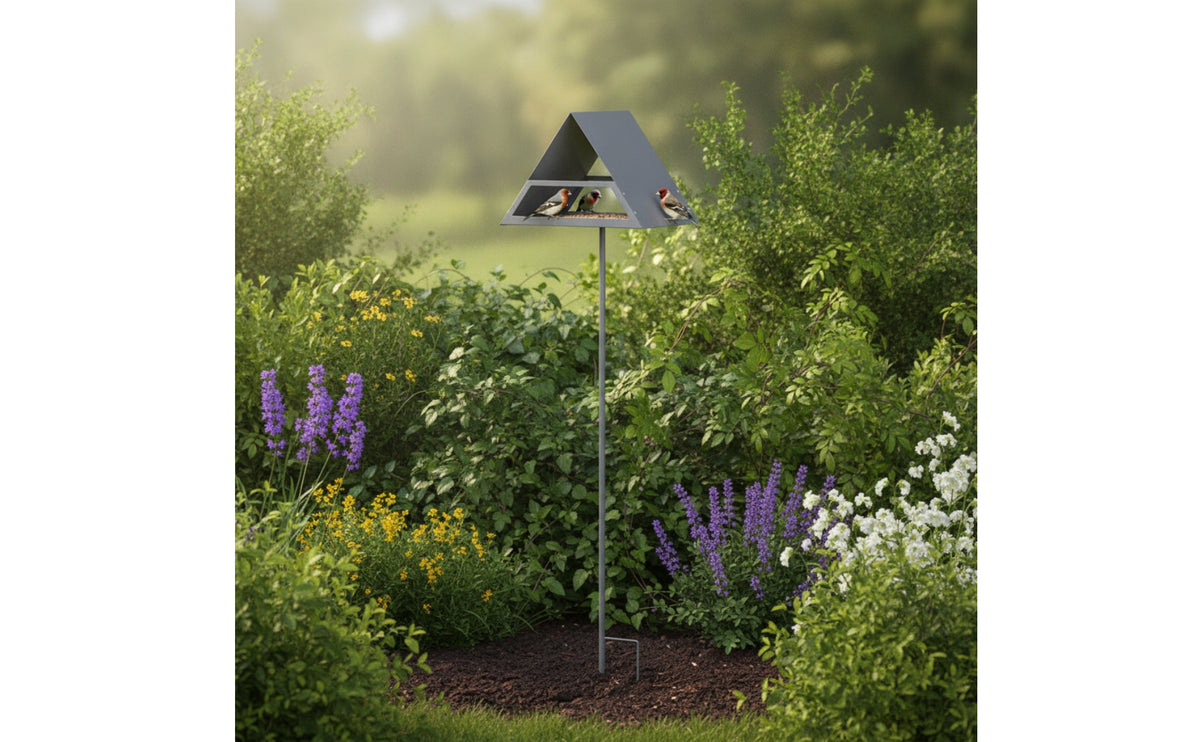 Freestanding Bird Feeder with Pole Metal Standing Bird Feeder Outdoor Weatherproof for Gardeners, Garden, Yard, Backyard