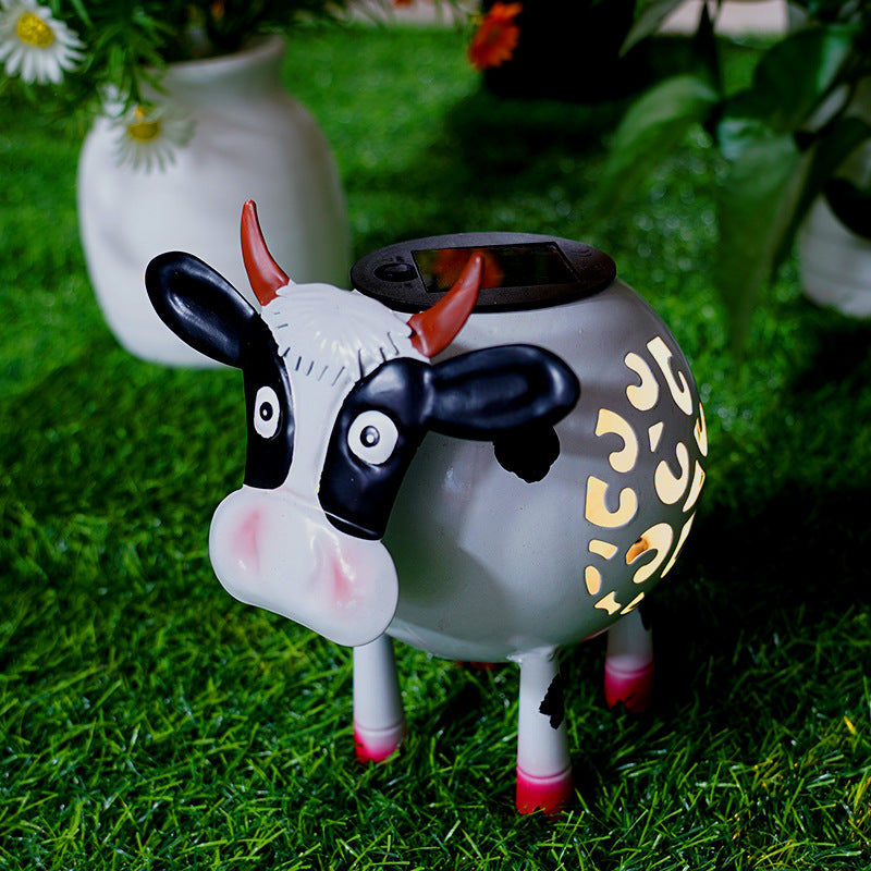 European Style Cow Solar Light, Iron Craft, Rustproof, Indoor/Outdoor Garden Decoration
