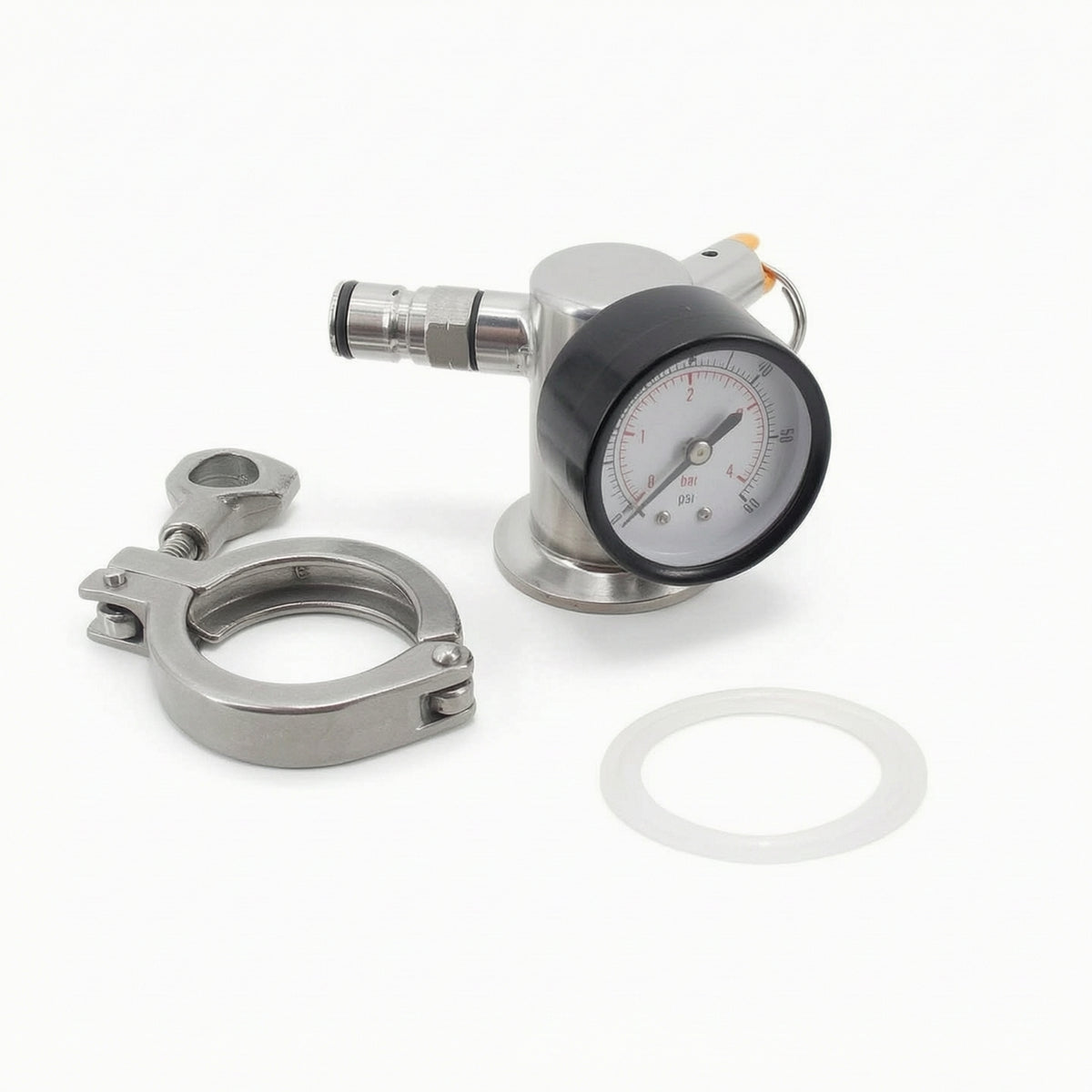Tri-Clamp Ball Lock Spunding Valve Easy to Clean Spunding Valve with Gauge Closed Beer Transfer Brewing Equipment Compact for Homebrewers