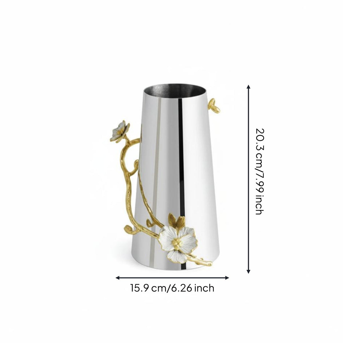 Stainless Steel Floral Vase Anti-Rust Polished Steel Flower Holder Stable Base