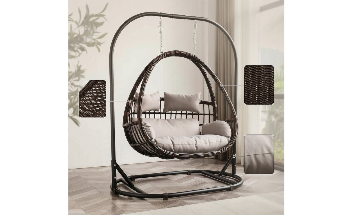 Egg Swing Chair with Stand Freestanding Egg Chair with Stand Outdoor Furniture for Adults, Readers, Living Room