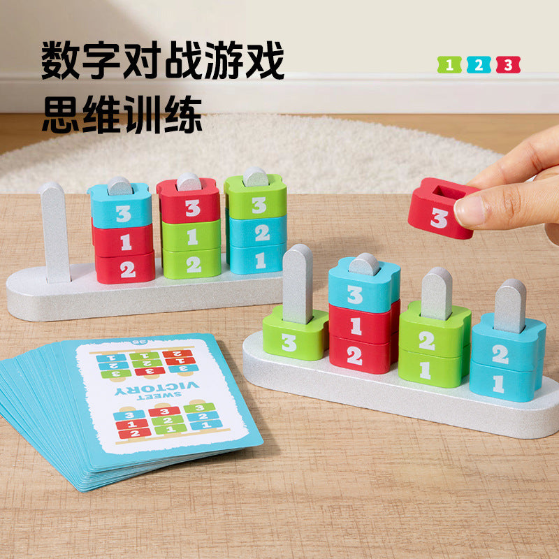 Two-Player Digital Battle Tabletop Game for Kids, Wooden Educational Toy