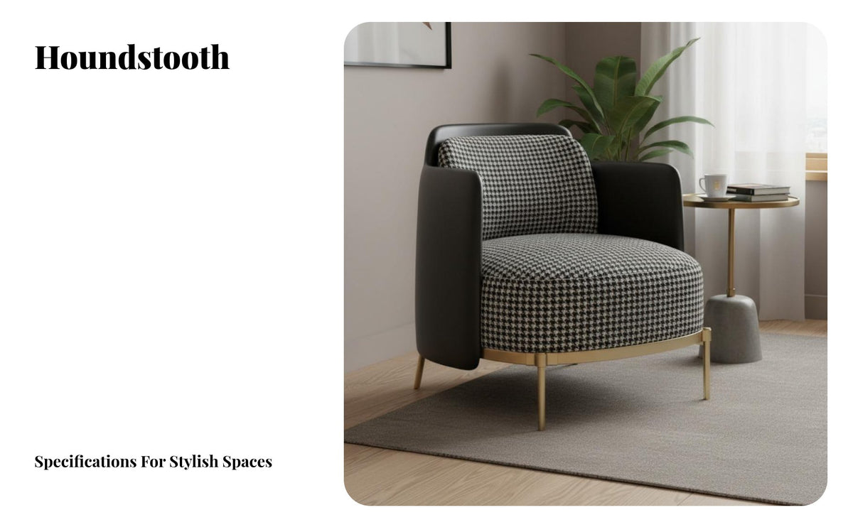 Nordic aesthetic Houndstooth Pattern Settee Minimalist Design Sofa Light Luxury Couch Designer Look for Homeowners, Young Adults, Living Room, Lounge Area, Studio Apartment