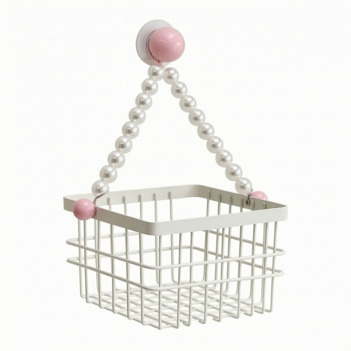 Space-Saving Wire Storage Basket with Suction Cups for Bathroom, Shower, Kitchen, Vanity