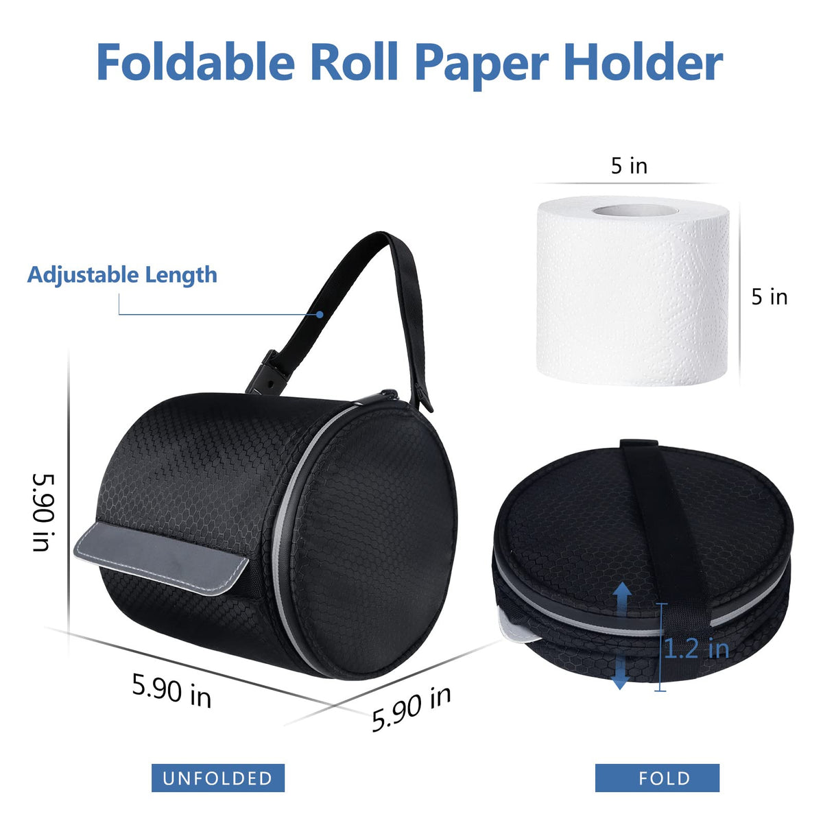 Honeycomb Pattern Wall-Mounted Toilet Paper Holder with Anti-Cat Scratch, Foldable, Portable, Adjustable Strap