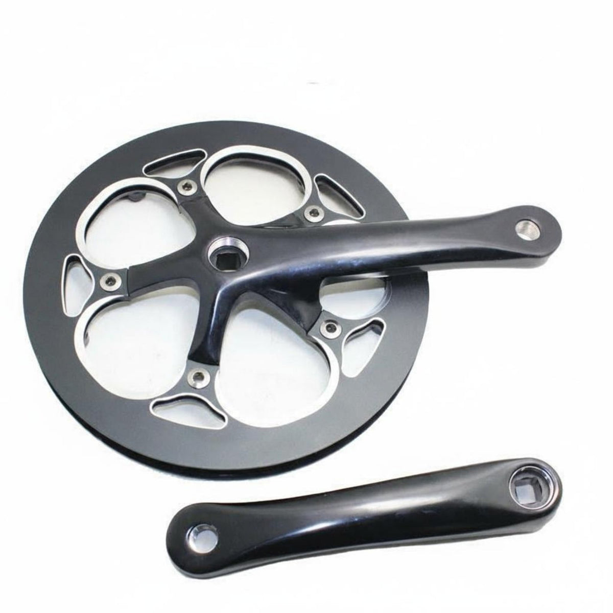 52T Single Chainring Crankset Lightweight Folding Bike Crankset Cycle Chainwheel with Double Guard Easy Installation