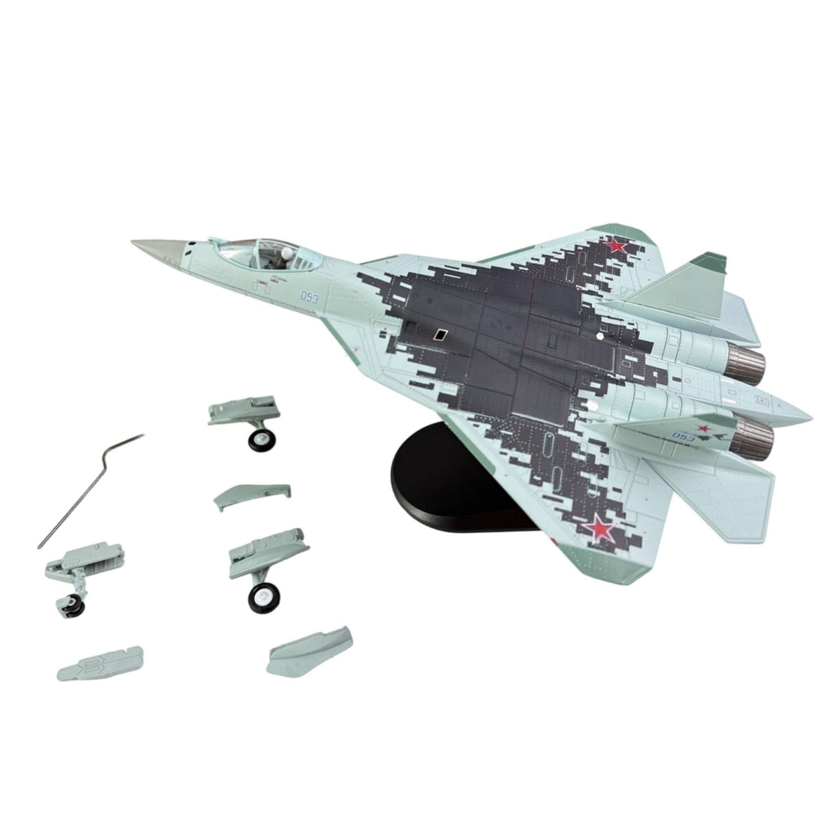 1/100 SU-57 Fighter Model with Stand Fighter Jet Model with Stand Paired-Jetpropulsion for Collectors, Bookshelf