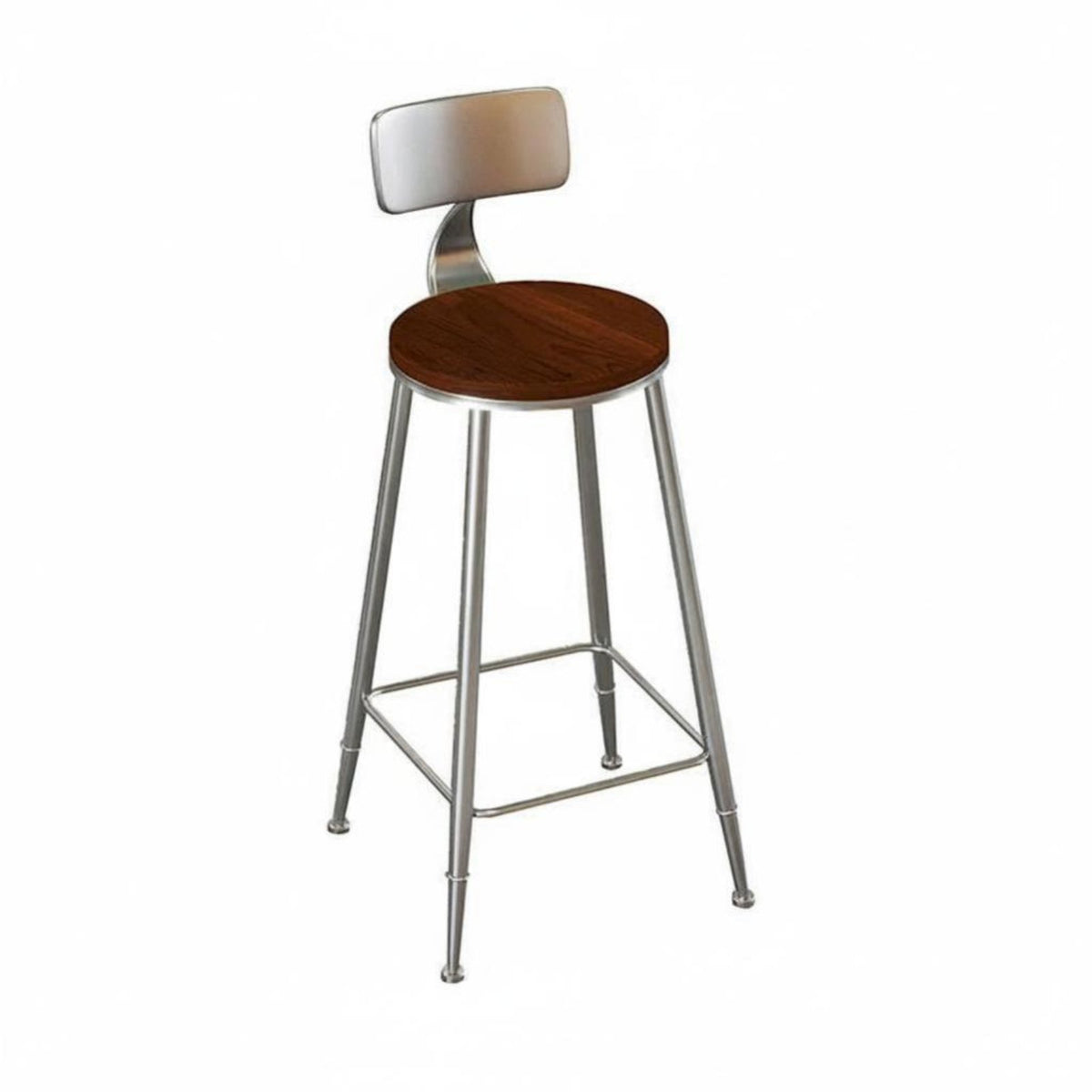Metal Frame High Stool with Backrest Industrial Style Bar Height Seating