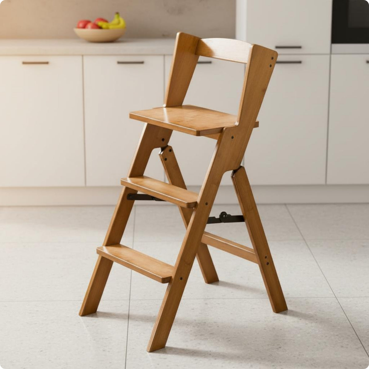 Ladder Stool with Backrest Multi-Functional Folding Step Stool 2-in-1