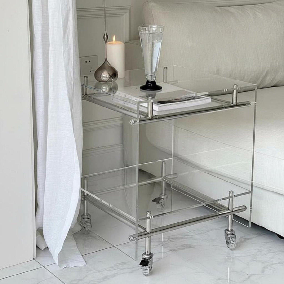 Multi-Tier Rolling Trolley Versatile Use 2-Tier Rolling Trolley Space-Saving