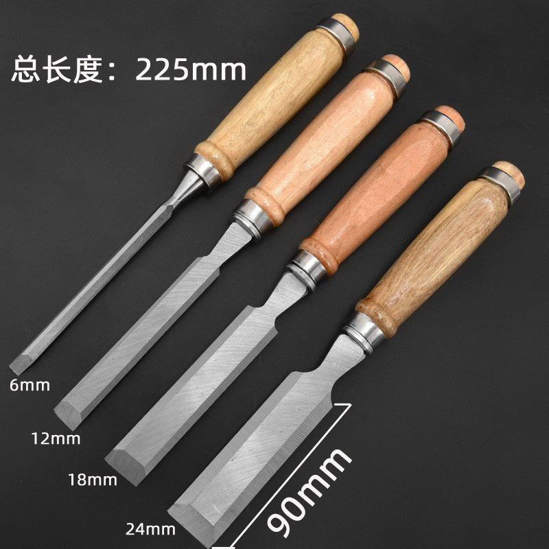 Woodworking Flat Chisel Beech Wood Handle 50# Steel