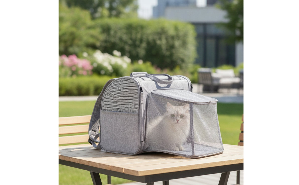 Cat Carrier Backpack Structured Pet Backpack with Mesh Panels Travel-Friendly Covered Pet Bag for Outdoor Walks