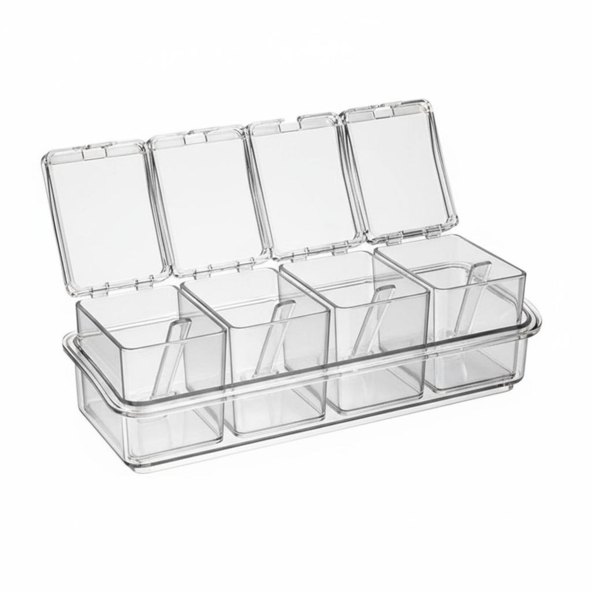 4 Compartment Seasoning Box Dust-Proof Lids 4 Compartment Seasoning Box