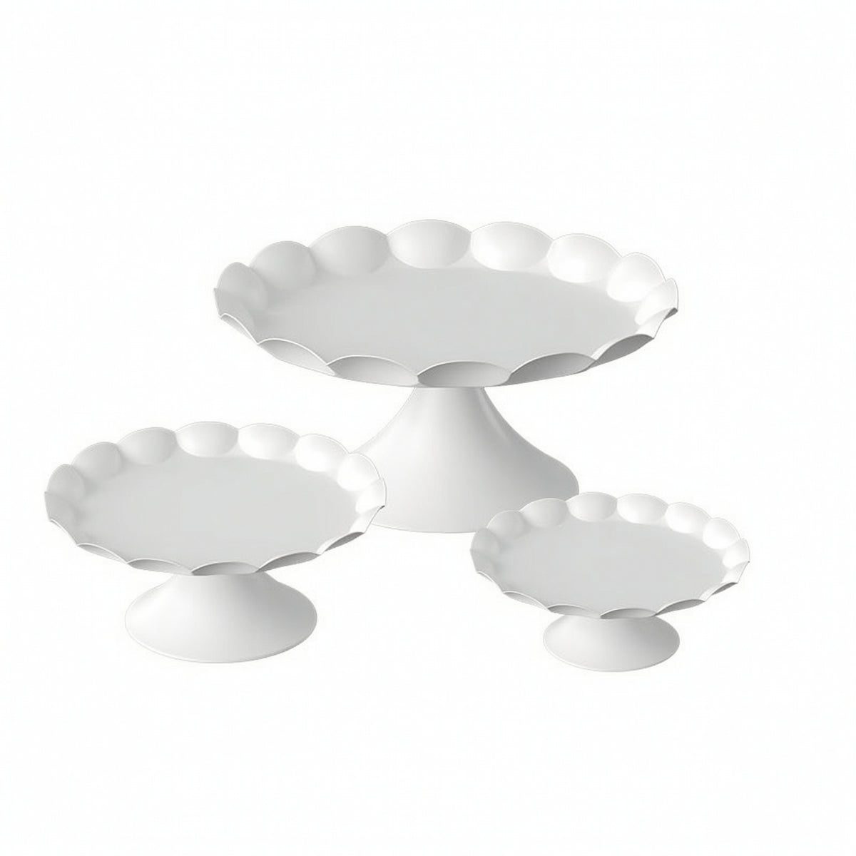 3 Pieces Pedestal Dessert Stand with Rim Matte Metal Cake Pedestal