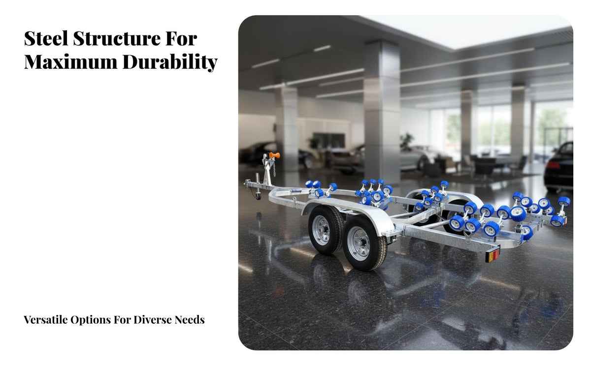 Boat Trailer Heavy Duty Galvanized Boat Trailer Rust Resistant Watercraft Hauler for Marine Professionals, Fishermen, Marinas, Coastal Areas, Lakeside