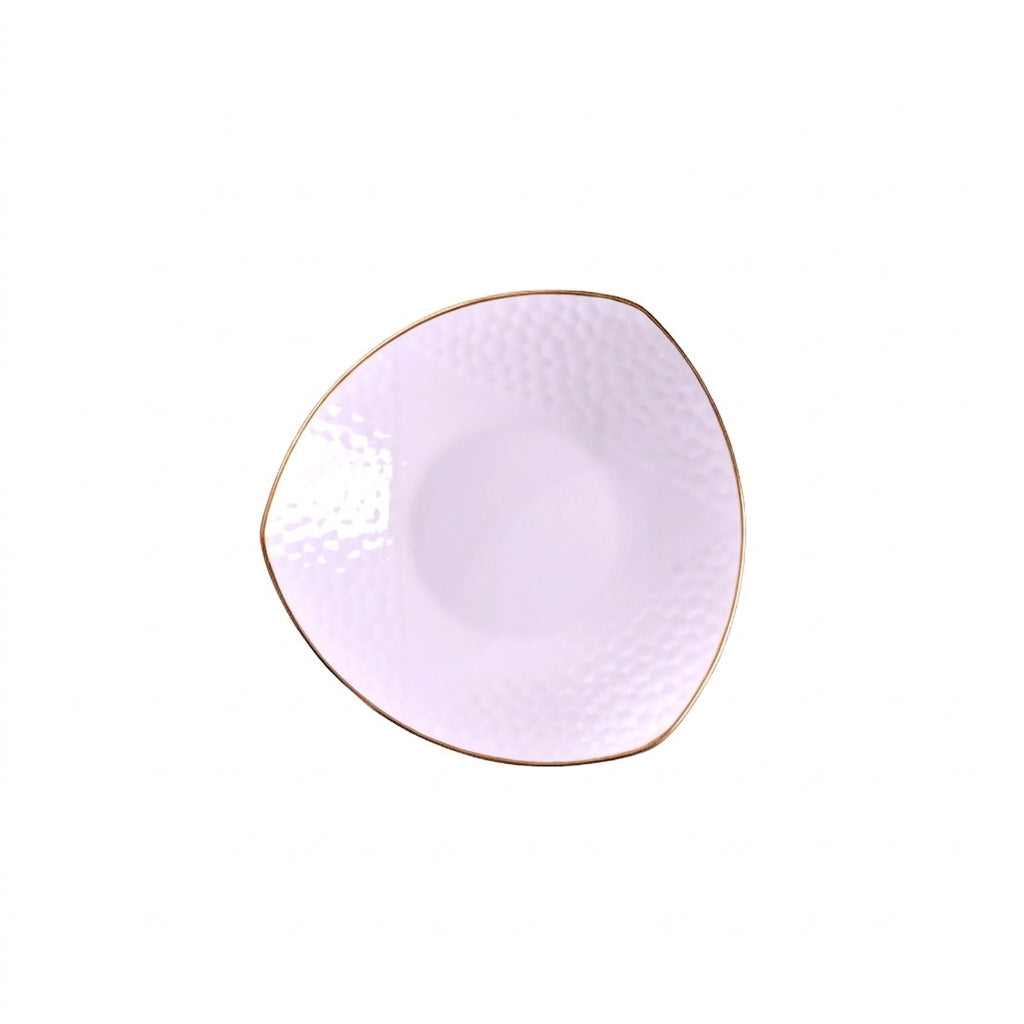 Gold Trimmed Ceramic Triangle Plate, Bone China