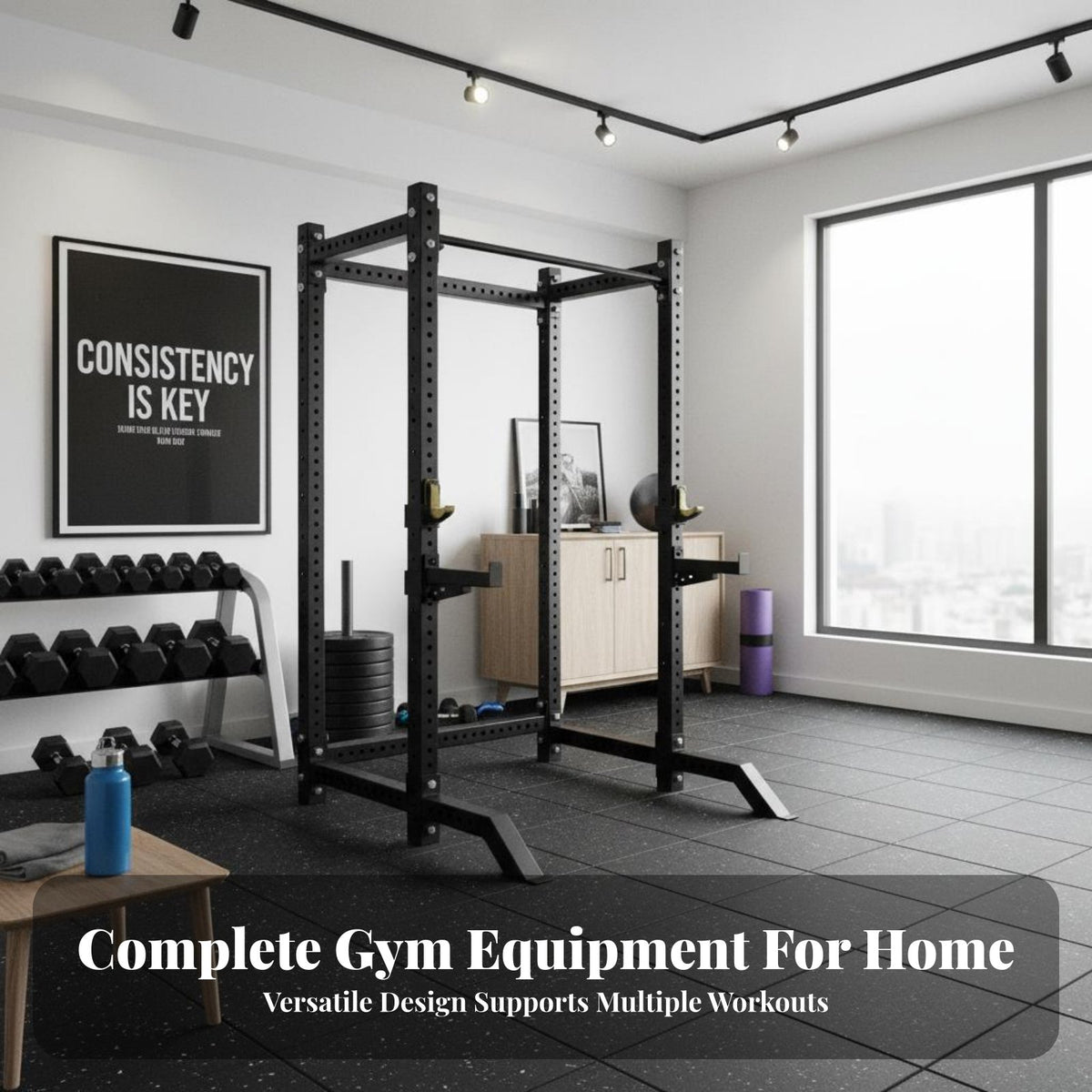 Squat Rack with Pull-up Bar and Leg Press Heavy-Duty Multi-Functional Strength Rack Highly Adjustable Multi-Functional Power Cage for Weightlifters