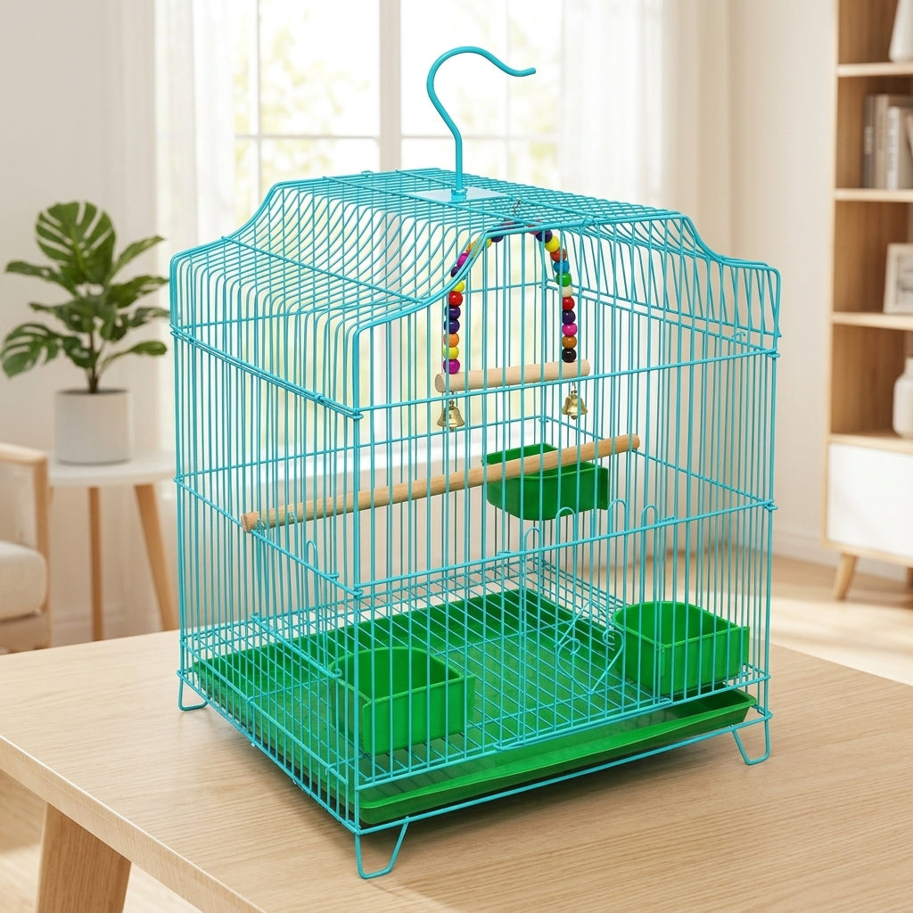 Extra Small Compact Metal Bird Cage for Small Birds, Indoor Habitat and Housing without Casters