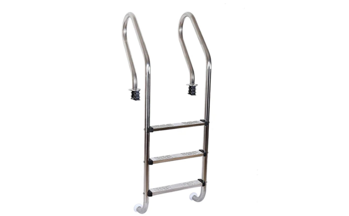 Hard-Wearing Stainless Steel Pool Ladder Curved 3-Step Pool Ladder Easy to Install Sturdy for Backyard