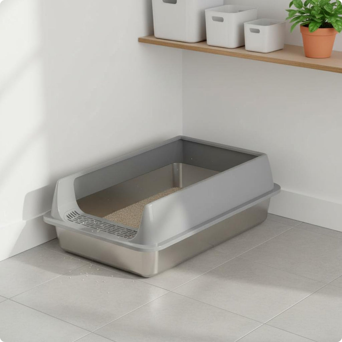 Extra Large Litter Box Splash Proof High Wall Feline Toilet Easy to Clean