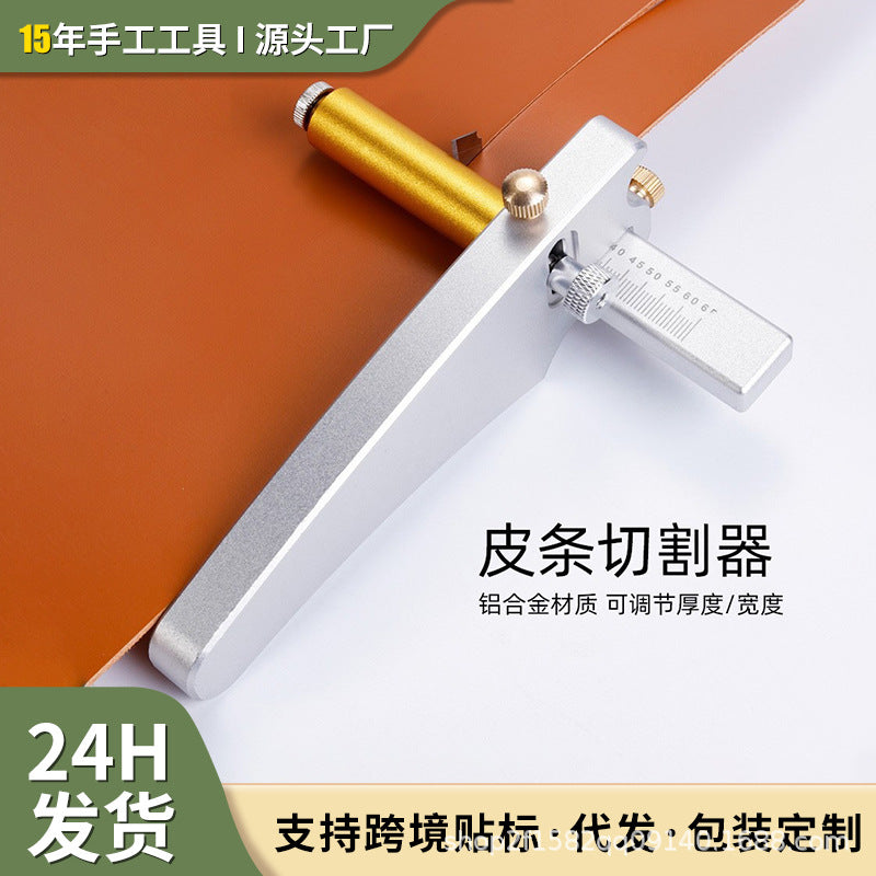 Roller Leather Strip Cutter with Precision Scale Adjustable DIY Leather Belt Cutting Tool