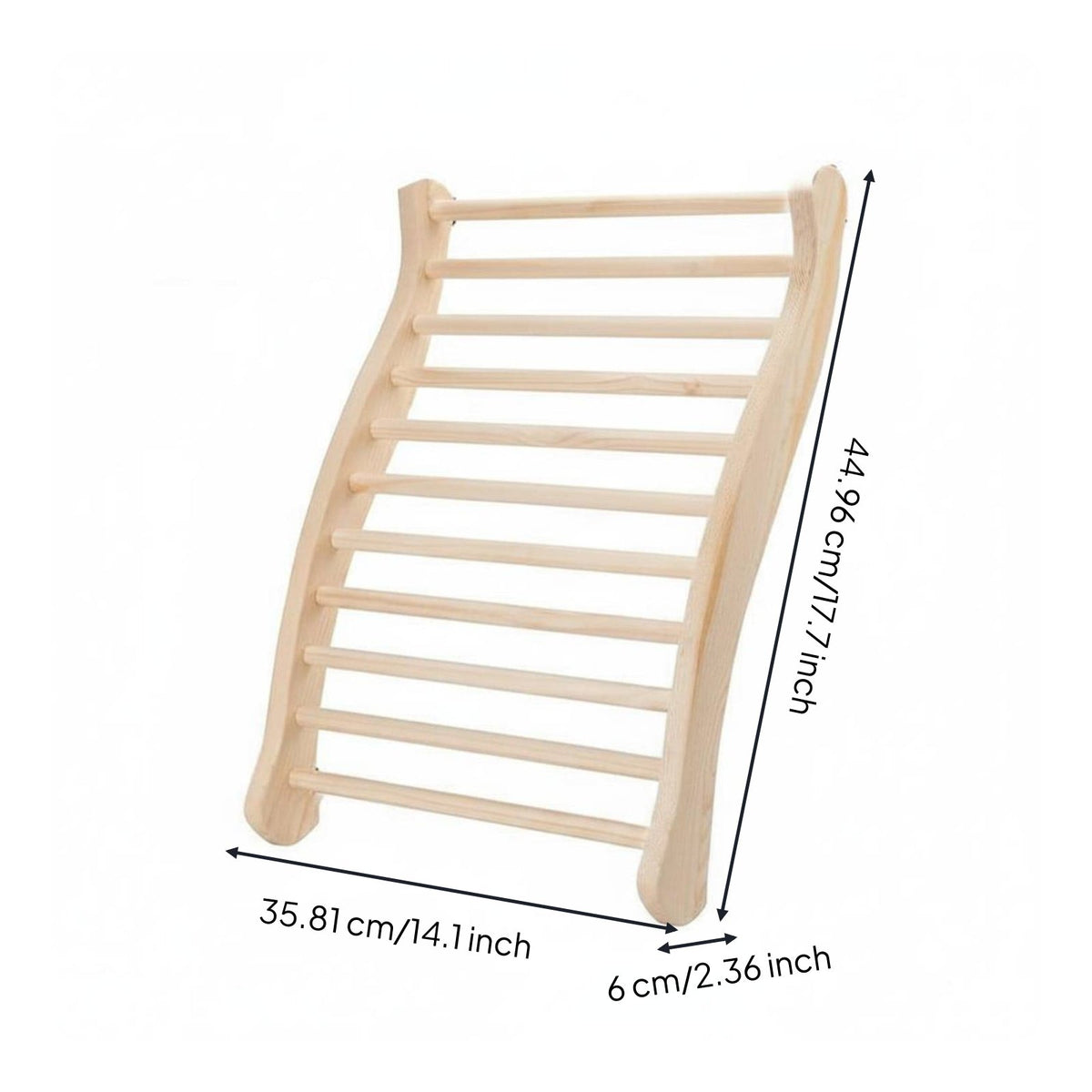 Solid Wood Steam Room Backrest Wave-Form Back Support for Spa