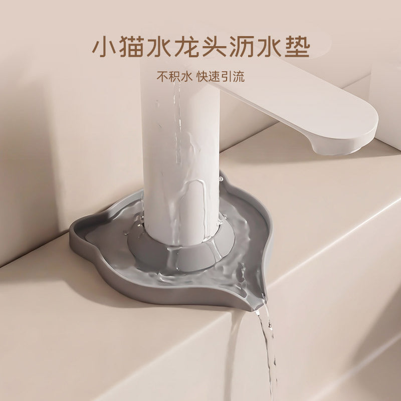 New Silicone Faucet Splash Guard with Cat Design, Anti-Drip and Water Collection