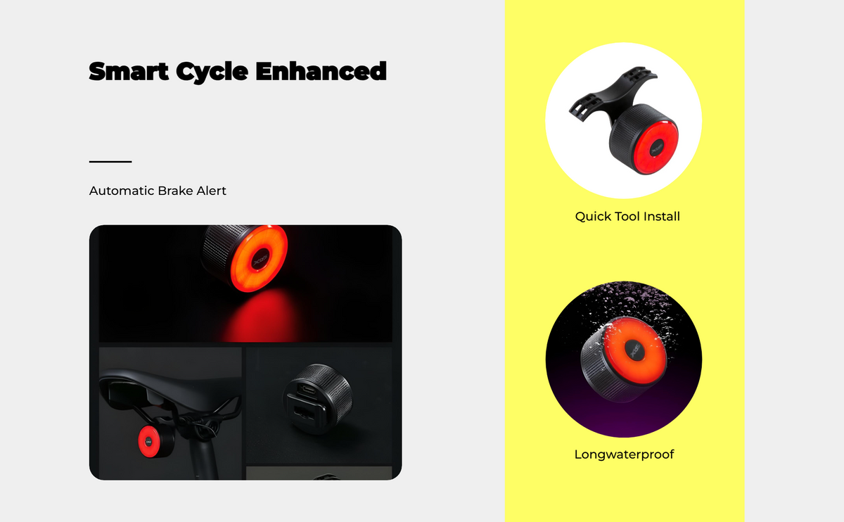 Brake-sensing waterproof bike light