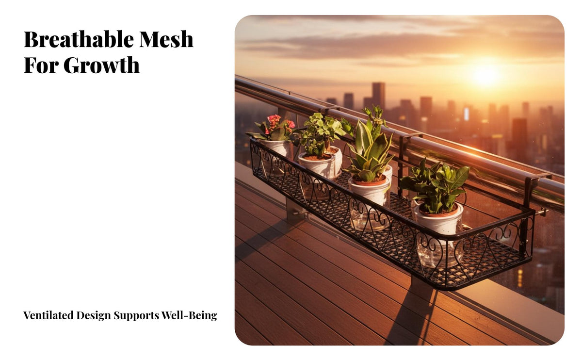 Space-Saving Rectangular Hanging Basket Easy Installation Fence Pot Holder Double Hook Mount Railing Planter Weather Resistant for Apartment Dwellers, Plant Lovers, Homeowners, Balcony, Porch, Patio, Garden