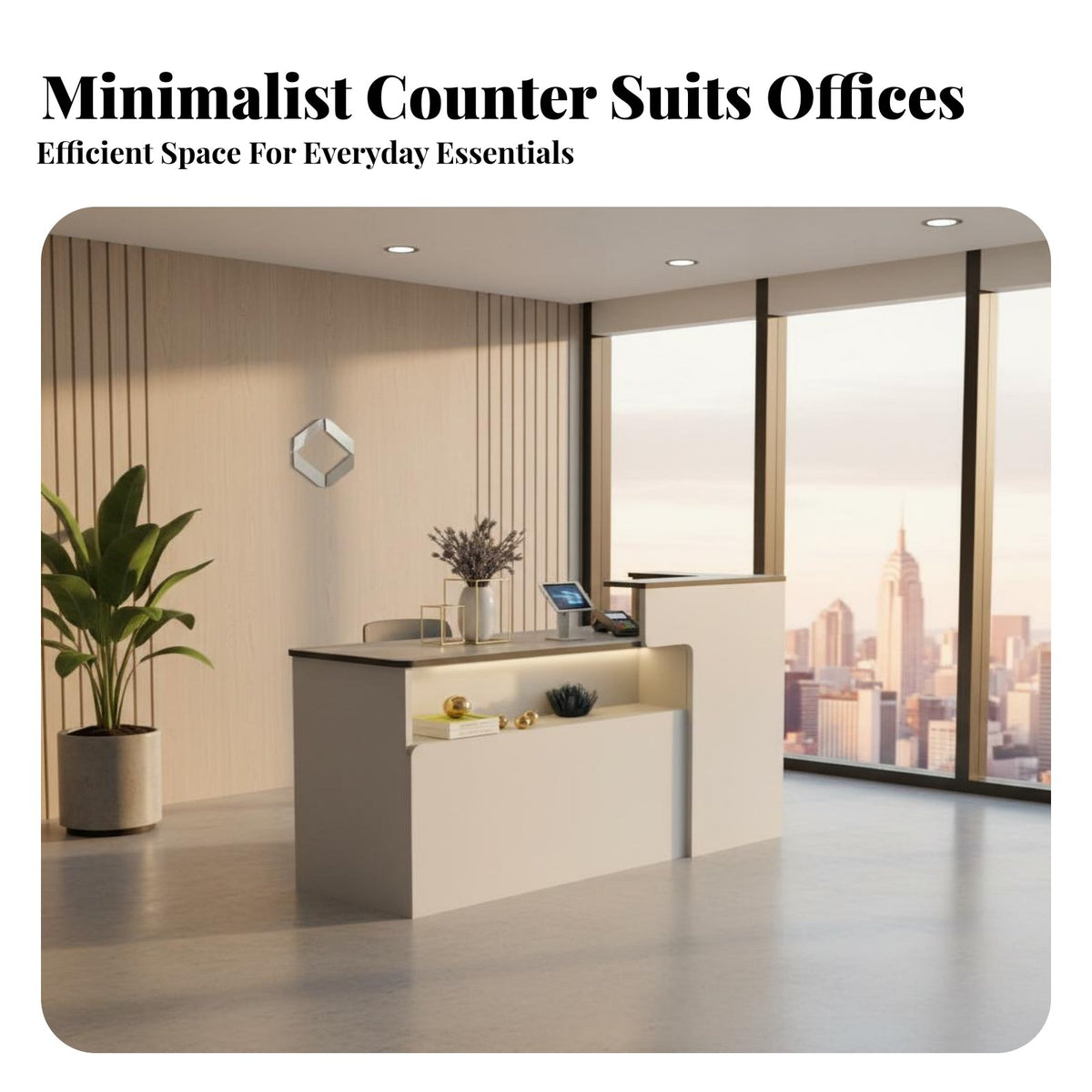 Modern Minimalist Front Desk Space-Saving Small Shop Cashier Counter Multiple Storage Options Modern Front Desk for Retailers, Boutique, Salons, Lobby
