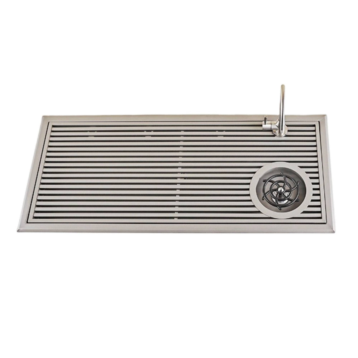 Tea Making Coffee Pour Over Drain Rack Over the Sink with Faucet Opening Stainless Steel Beverage Tray with Cup Rinsing Device for Baristas, Cafes, Home Beverage Stations