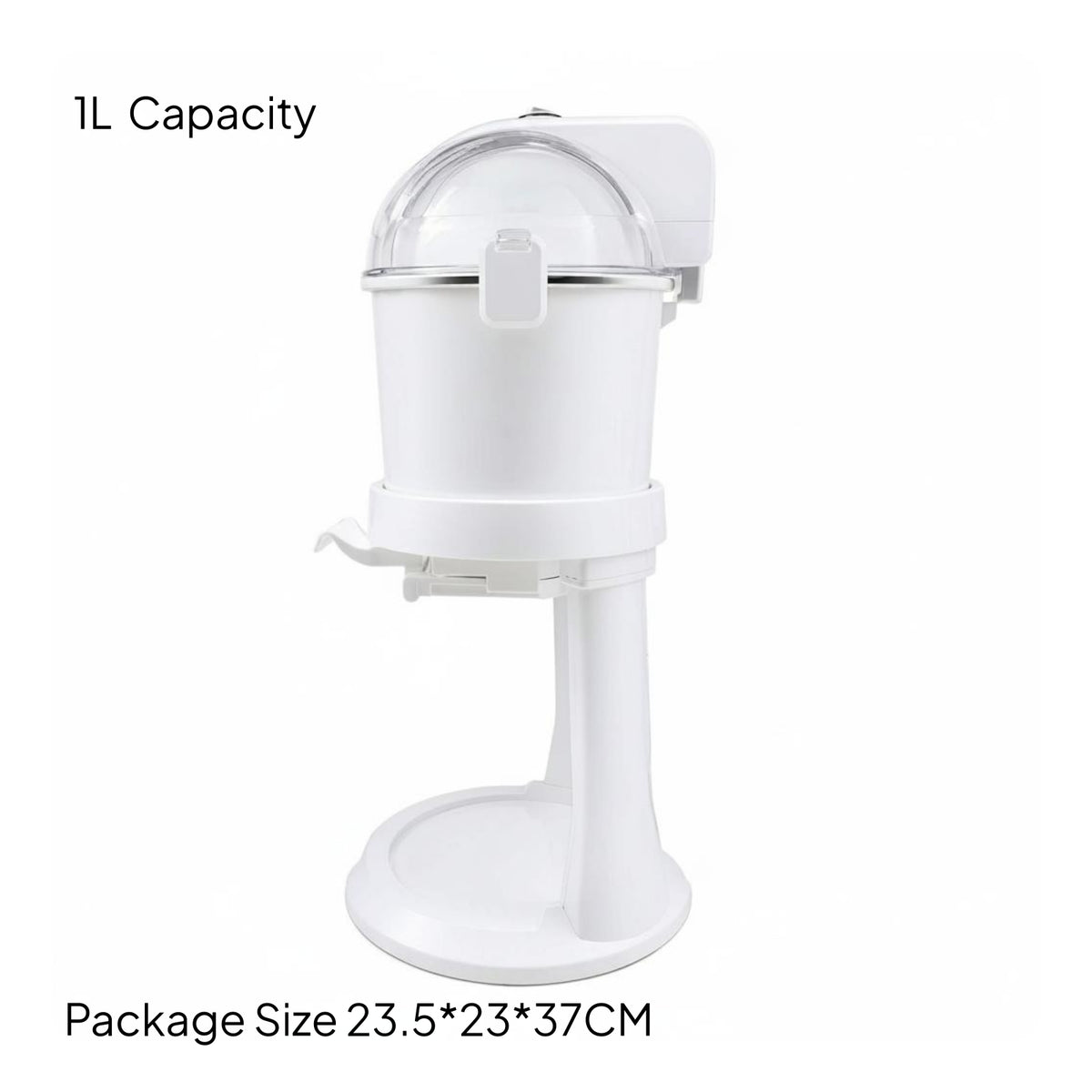 Compact Countertop Ice Cream Machine Clear Domed Top White Ice Cream Machine Dispensing Lever Home Appliance Raised Base