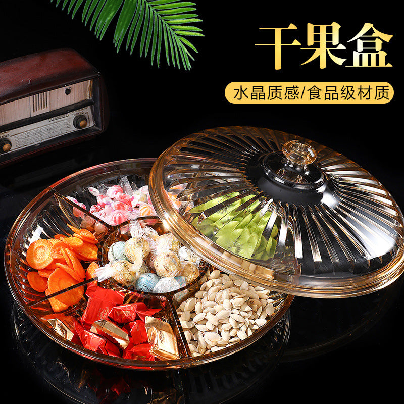 Clear Acrylic Snack Storage Box with Lid and Dividers