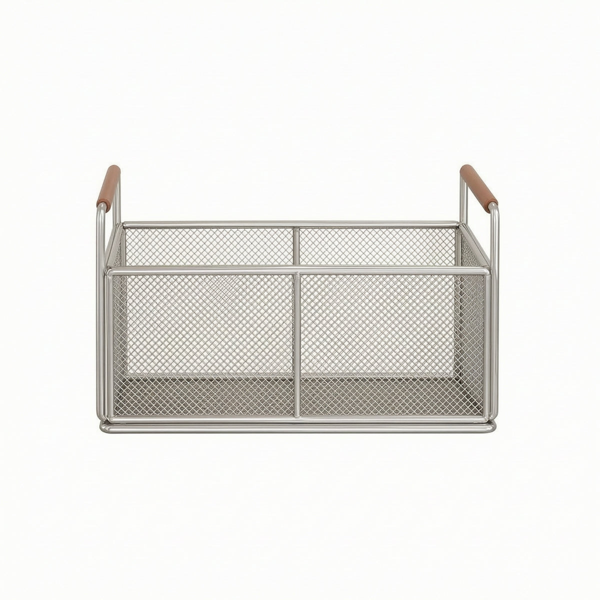 Mesh Basket with Wood Handles Breathable Cabinet Organizer Basket Long-Lasting