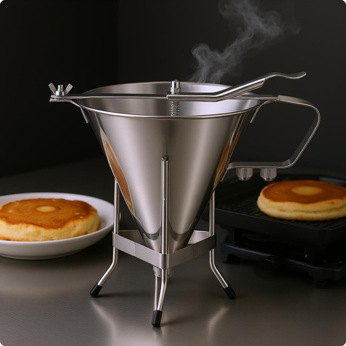 Batter Dispenser Funnel Conical Stainless Steel Funnel Control Lever
