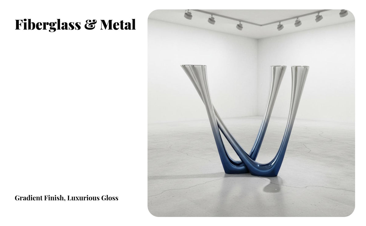 Gradient Color Finish Narrow Console Table Electroplated Shaped Statue Table Statement Piece Indoor Furniture Modern Design for Art lovers, Homeowners, Interior Designers, Entryway, Living Room, Hotel Lobby, Office Reception