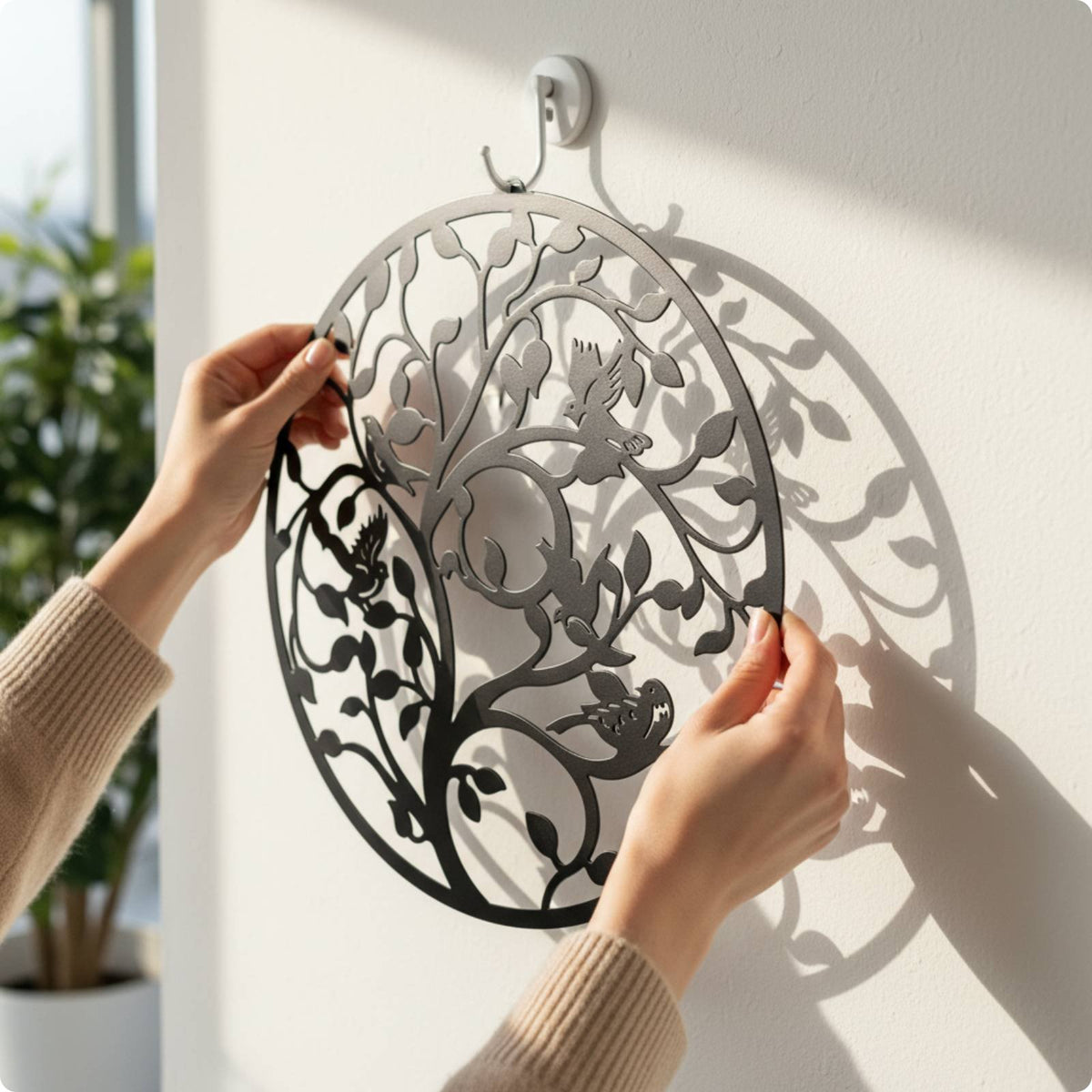 Cut Wall Art Decorative Cutout Black Metal Wall Plaque Easy to Hang for Entryway