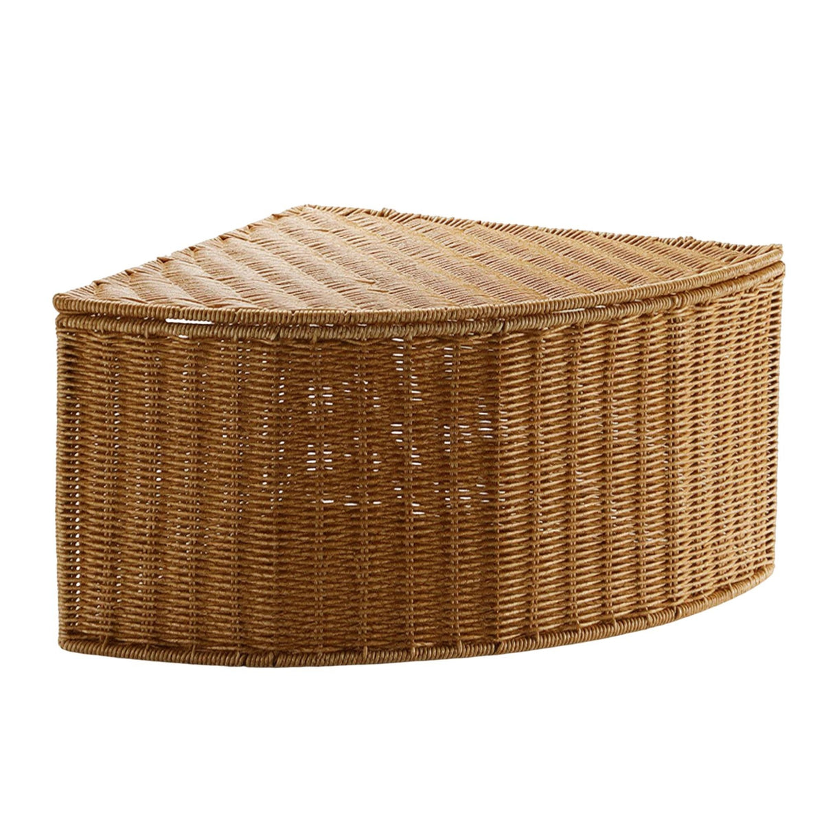 Corner Storage Box with Lid Faux-Rattan Fan-Shaped Storage Box Space-Saving