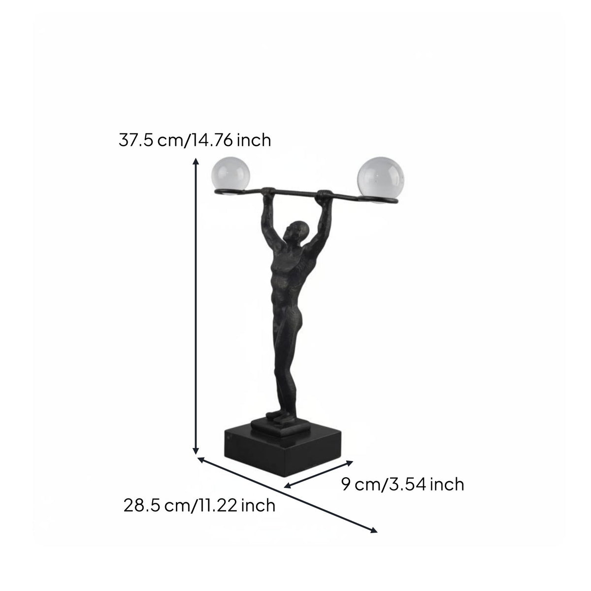 Weightlifter Statue Tabletop Display Metal Athlete Sculpture Detailed Home Decor for Entryway